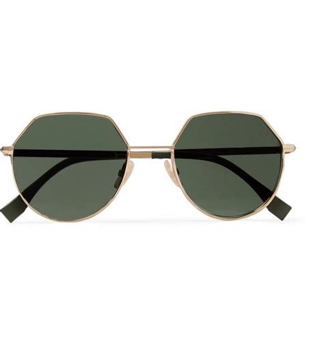 fendi hexagon-frame gold-tone sunglasses|Fendi O'lock Hexagon Frame Gold Toned Sunglasses .